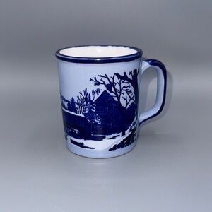 Vintage Currier & Ives coffee mugs featuring winter scenes Japan Set of 2